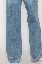 Adjustable Waistband High Rise Baggy Wide Jeans - Che Cose Belle