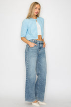Adjustable Waistband High Rise Baggy Wide Jeans - Che Cose Belle