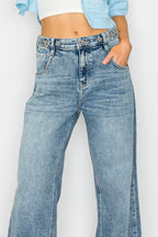 Adjustable Waistband High Rise Baggy Wide Jeans - Che Cose Belle