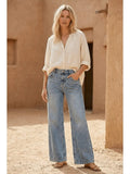 Adjustable Waistband High Rise Baggy Wide Jeans - Che Cose Belle