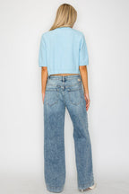 Adjustable Waistband High Rise Baggy Wide Jeans - Che Cose Belle