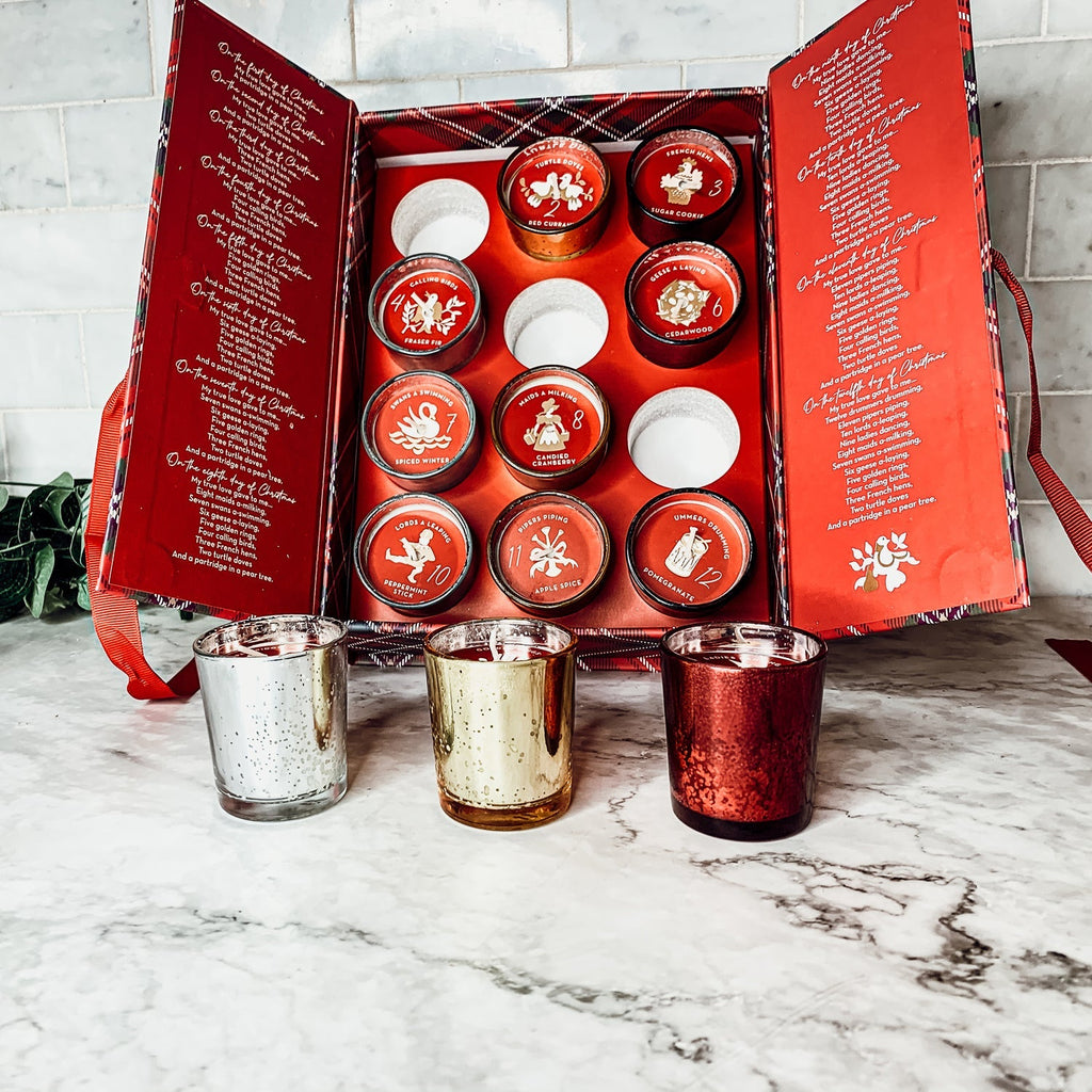 Advent Candle Set 12 Scented Candles in Gift Box - Twelve Days Of Christmas