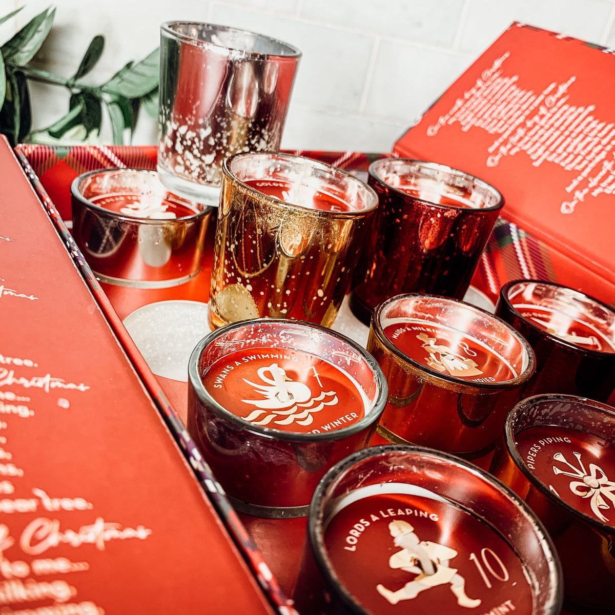 Advent Candle Set 12 Scented Candles in Gift Box - Twelve Days Of Christmas