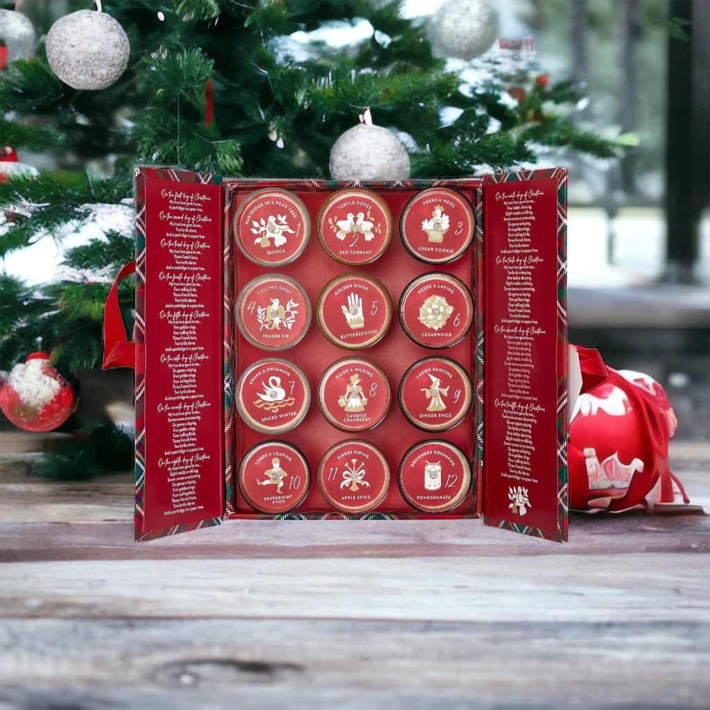 Advent Candle Set 12 Scented Candles in Gift Box - Twelve Days Of Christmas
