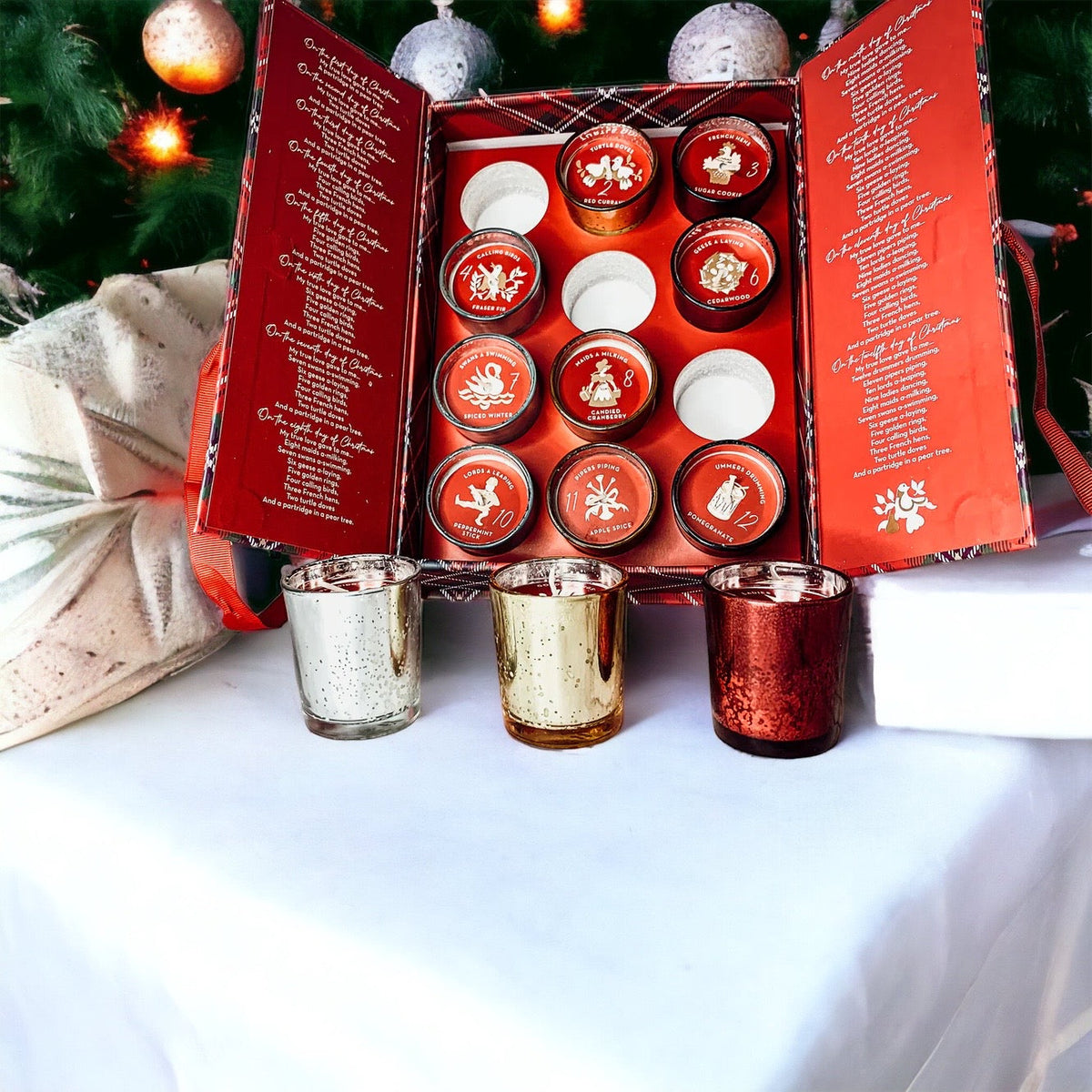 Advent Candle Set 12 Scented Candles in Gift Box - Twelve Days Of Christmas