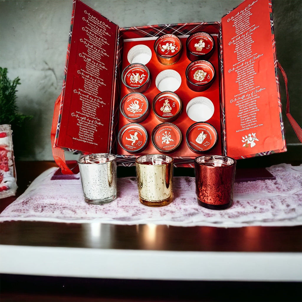 Advent Candle Set 12 Scented Candles in Gift Box - Twelve Days Of Christmas