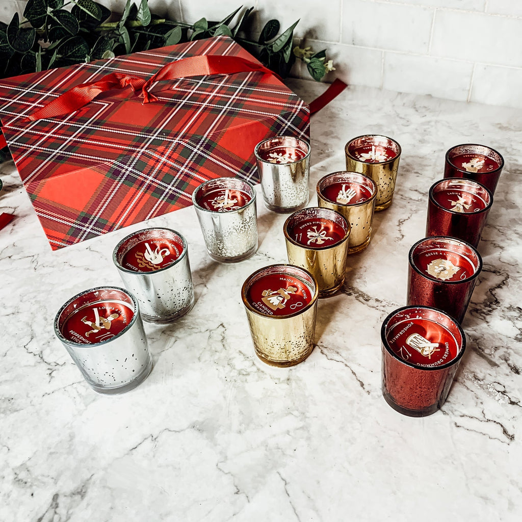 Advent Candle Set 12 Scented Candles in Gift Box - Twelve Days Of Christmas