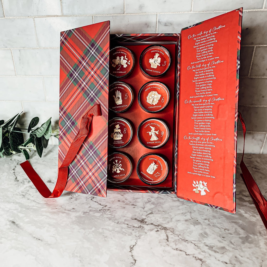 Advent Candle Set 12 Scented Candles in Gift Box - Twelve Days Of Christmas
