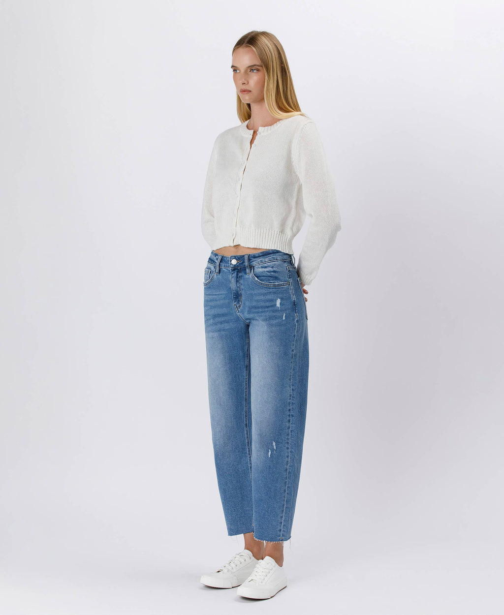 Lovervet by VERVET High Rise Mild Barrel Jeans: Her Possession