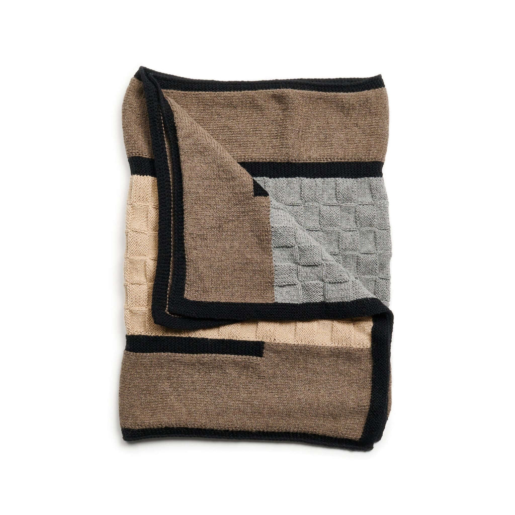 Plush Muhu Brown Gray Hand Knitted Alpaca Blanket Shawl
