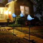 Afirst Decorative Solar Lights Outdoor Solar Bluebird Stake Lights Hand Blown Glass Decorative Garden Pathway Lights Outdoor Waterproof Glass Stakes - Che Cose Belle