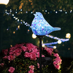 Afirst Decorative Solar Lights Outdoor Solar Bluebird Stake Lights Hand Blown Glass Decorative Garden Pathway Lights Outdoor Waterproof Glass Stakes - Che Cose Belle