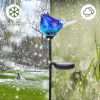 Afirst Solar Bluebird Garden Stake Lights - Hand Blown Glass Decorative Garden Pathway Lights Outdoor Waterproof Bird Glass Stakes - Che Cose Belle