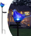 Afirst Solar Bluebird Garden Stake Lights - Hand Blown Glass Decorative Garden Pathway Lights Outdoor Waterproof Bird Glass Stakes - Che Cose Belle