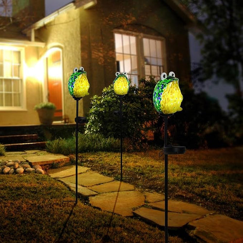 Afirst Solar Frog Garden Stake Lights Hand Blown Glass Decorative Garden Pathway Lights Outdoor Waterproof Animal Glass Stakes - Che Cose Belle
