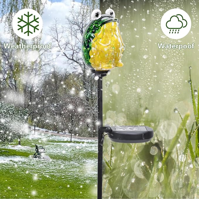 Afirst Solar Frog Garden Stake Lights Hand Blown Glass Decorative Garden Pathway Lights Outdoor Waterproof Animal Glass Stakes - Che Cose Belle