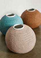 African Bibi Papier Vase in Pink, Rust, and Blue - Che Cose Belle