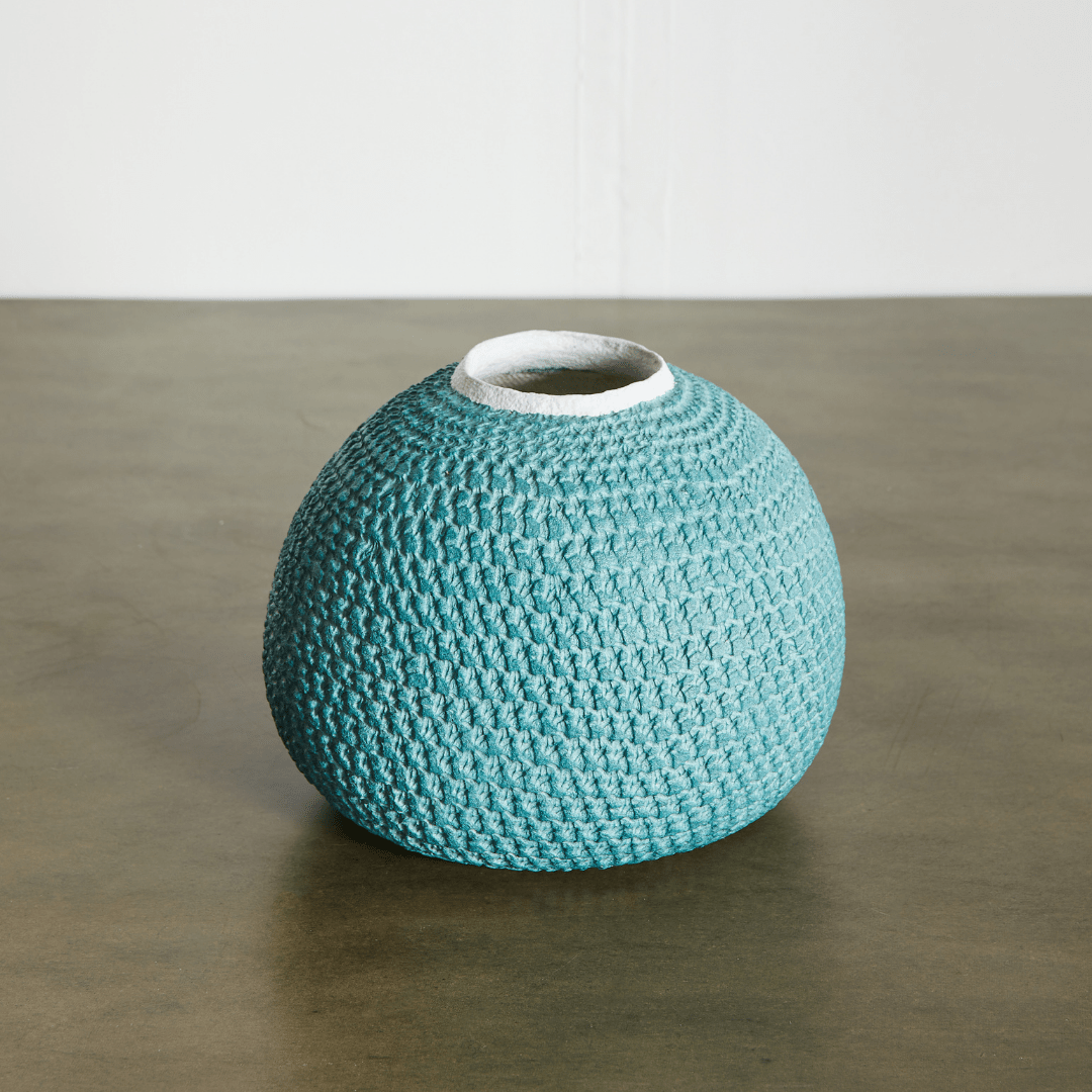 African Bibi Papier Vase in Pink, Rust, and Blue - Che Cose Belle