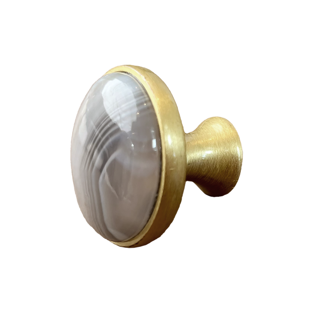 White & Grey Agate Cabinet Knob