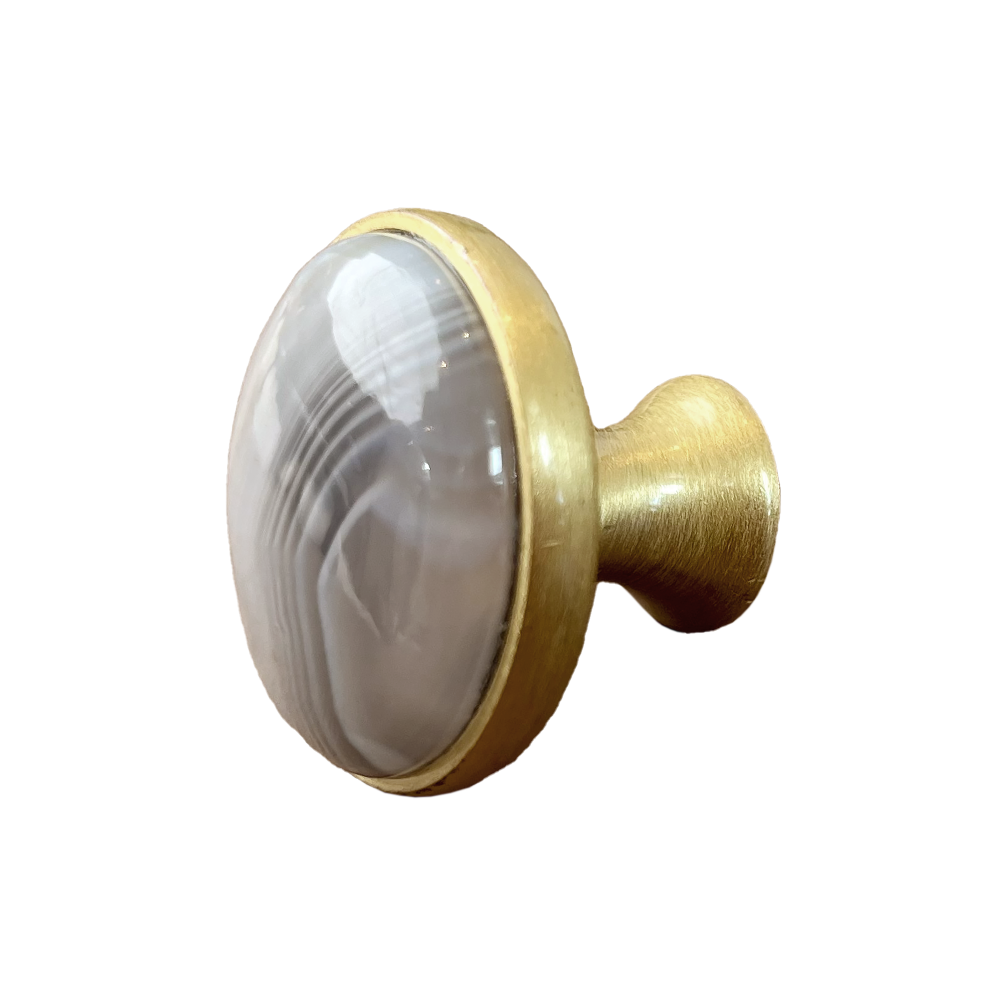 White & Grey Agate Cabinet Knob