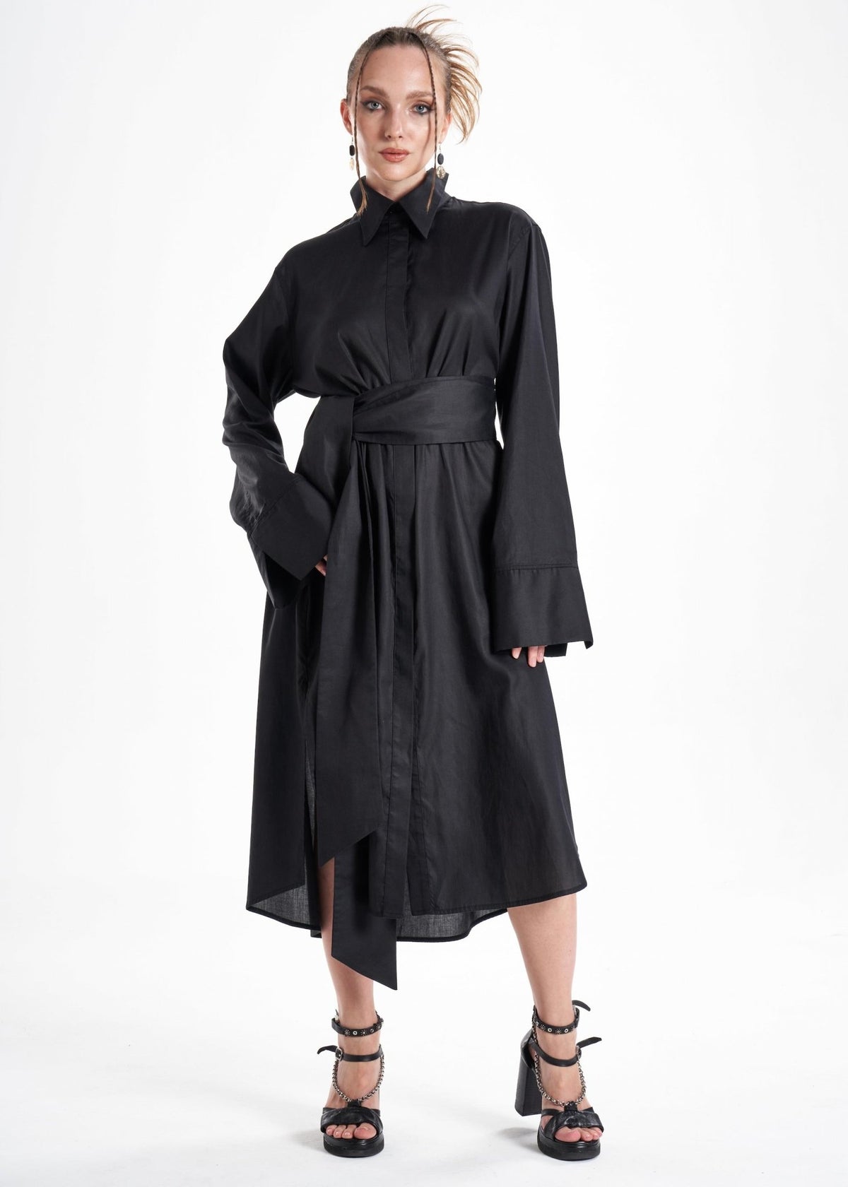 Aitna Black Maxi Shirt Dress - Che Cose Belle