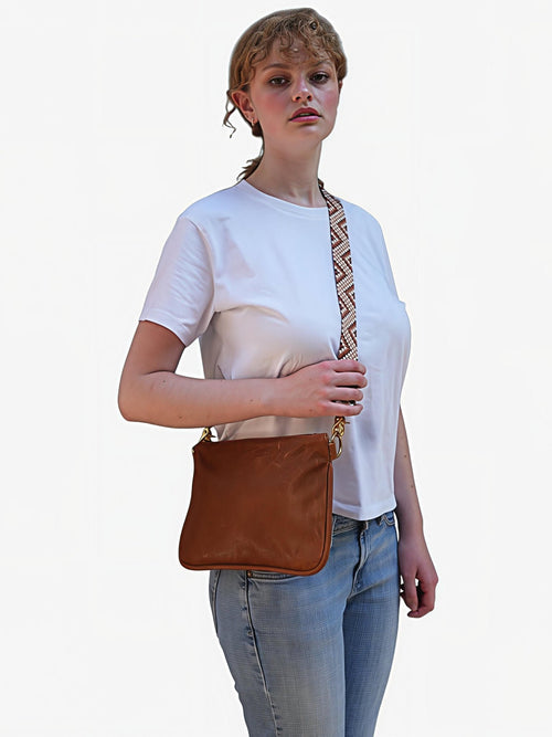 Alice Crossbody Bag, Brown Leather - Che Cose Belle