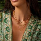 Aligned in Serenity - Lotus OM Chakra Bar Triple Layer Necklace - Che Cose Belle