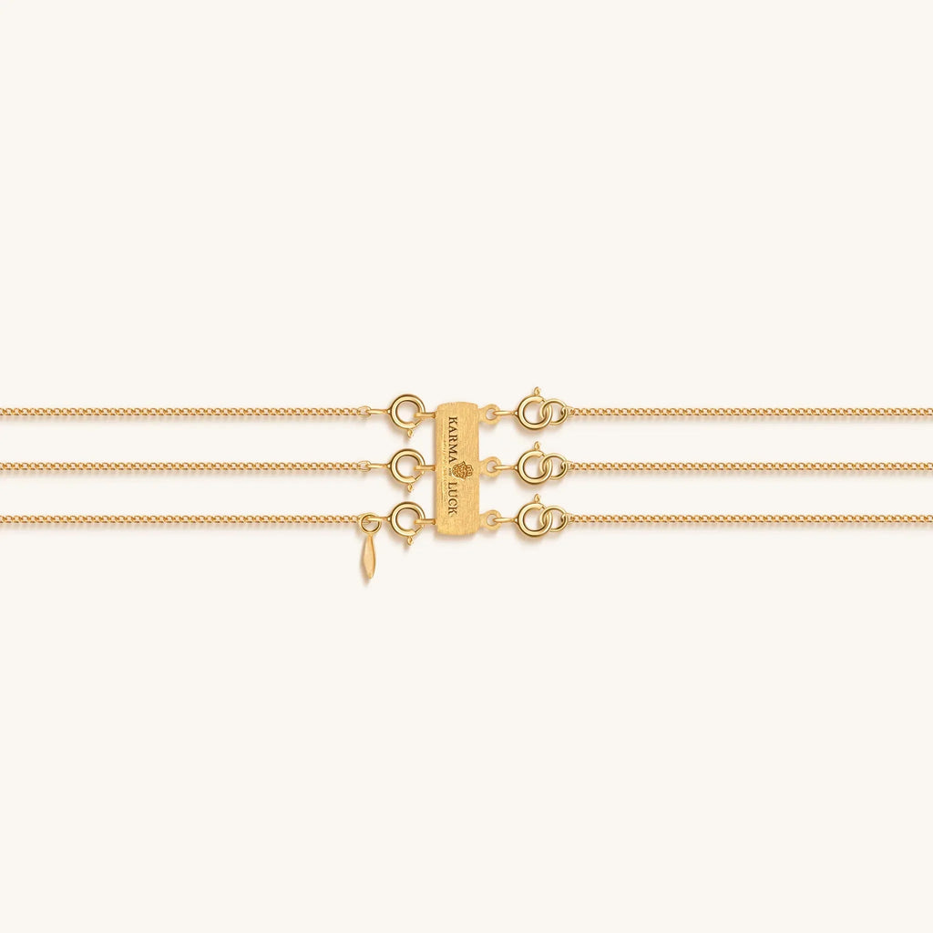 Aligned in Serenity - Lotus OM Chakra Bar Triple Layer Necklace - Che Cose Belle