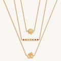 Aligned in Serenity - Lotus OM Chakra Bar Triple Layer Necklace - Che Cose Belle