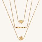 Aligned in Serenity - Lotus OM Chakra Bar Triple Layer Necklace - Che Cose Belle