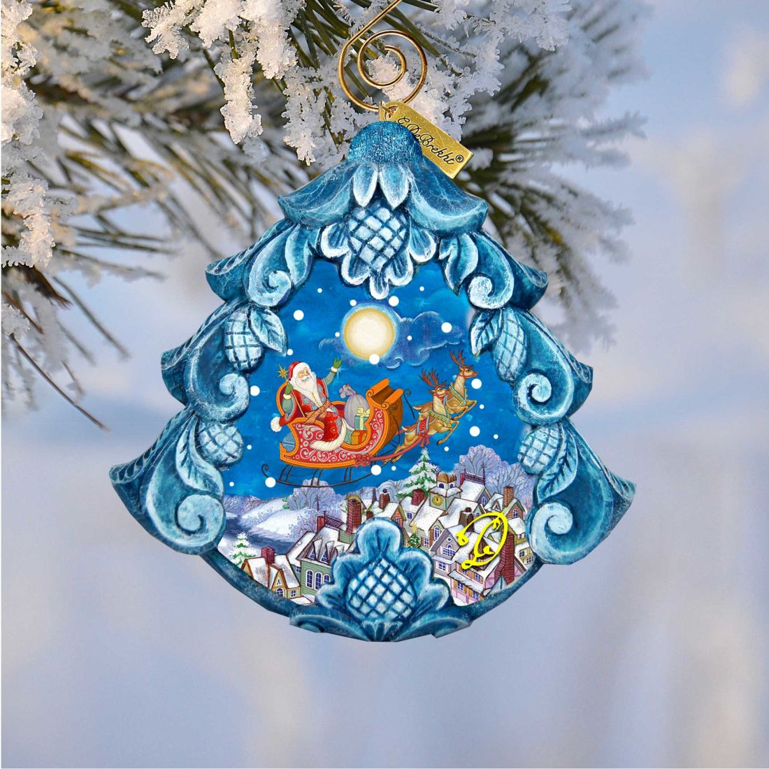 All a Good Night Sculpted Hand-Painted Christmas Ornament by G. DeBrekht - Christmas Santa Snowman Decor - 610279 - Che Cose Belle