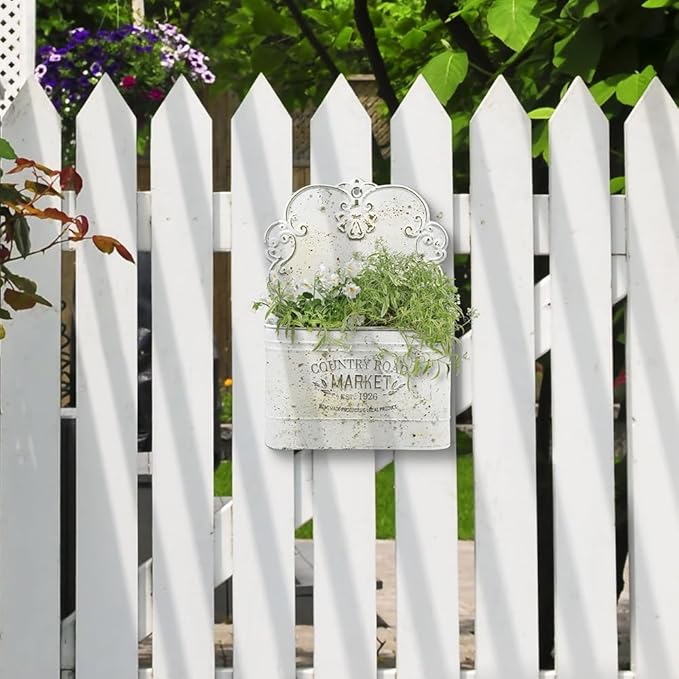 All Chic Metal Wall Planter Wall Mount Planter Wall Haning Planter Outdoor Metal Wall Planter Wall Vases for Flowers Shabby Chic Wall Decor for Rustic Farmhouse - Che Cose Belle