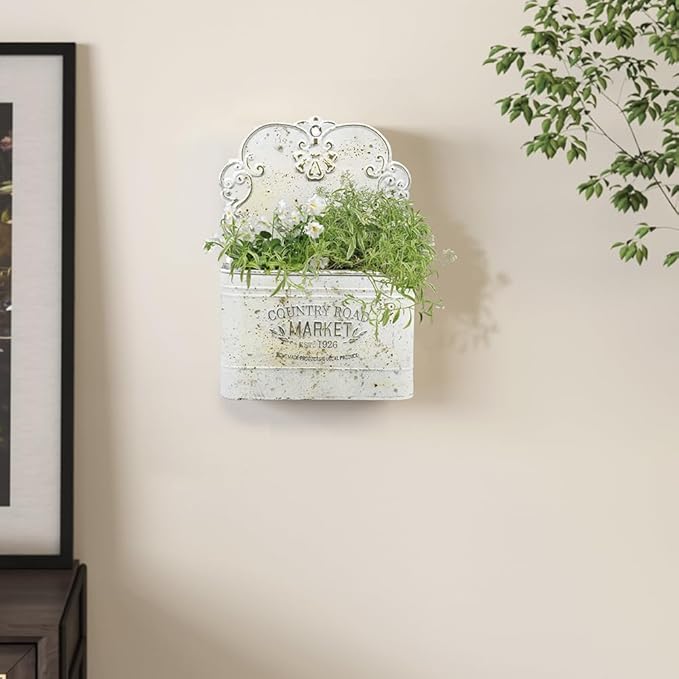 All Chic Metal Wall Planter Wall Mount Planter Wall Haning Planter Outdoor Metal Wall Planter Wall Vases for Flowers Shabby Chic Wall Decor for Rustic Farmhouse - Che Cose Belle