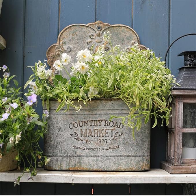 All Chic Metal Wall Planter Wall Mount Planter Wall Metal Hanging Planter Wall Vases for Flowers Planters for Outdoor Plants for Farmhouse Wall Decor (Rustic) - Che Cose Belle