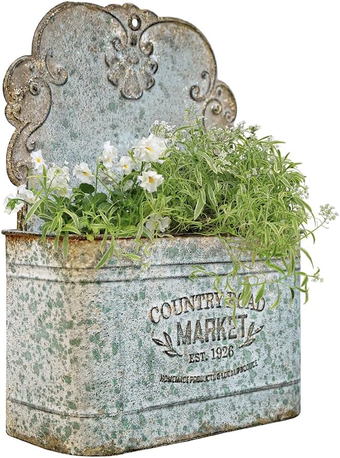 All Chic Metal Wall Planter Wall Mount Planter Wall Metal Hanging Planter Wall Vases for Flowers Planters for Outdoor Plants for Farmhouse Wall Decor (Rustic) - Che Cose Belle