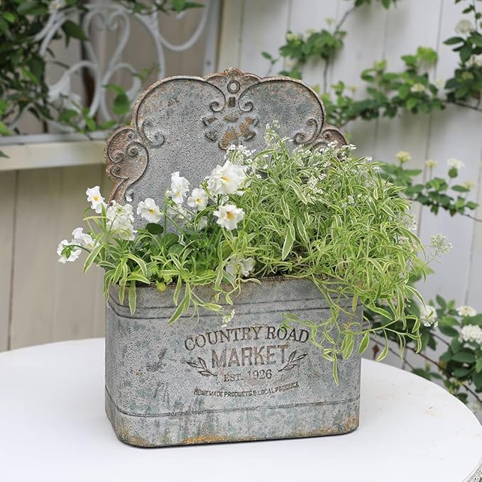 All Chic Metal Wall Planter Wall Mount Planter Wall Metal Hanging Planter Wall Vases for Flowers Planters for Outdoor Plants for Farmhouse Wall Decor (Rustic) - Che Cose Belle