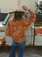 All The Leaves Are Brown Retro Floral Button Up Mesh Blouse - Che Cose Belle