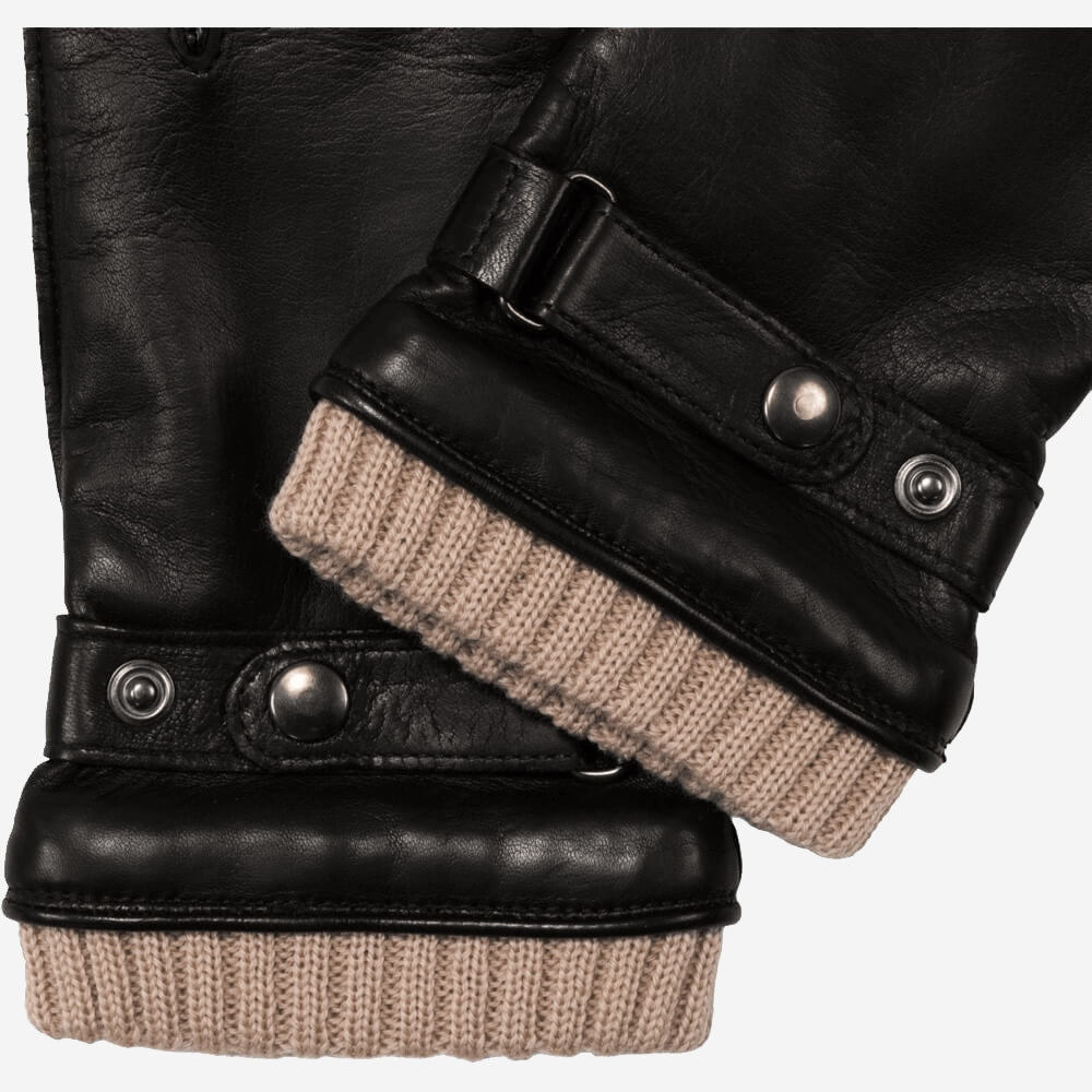 Alonzo (black) - Italian lambskin leather gloves with cashmere lining & touchscreen feature - Che Cose Belle
