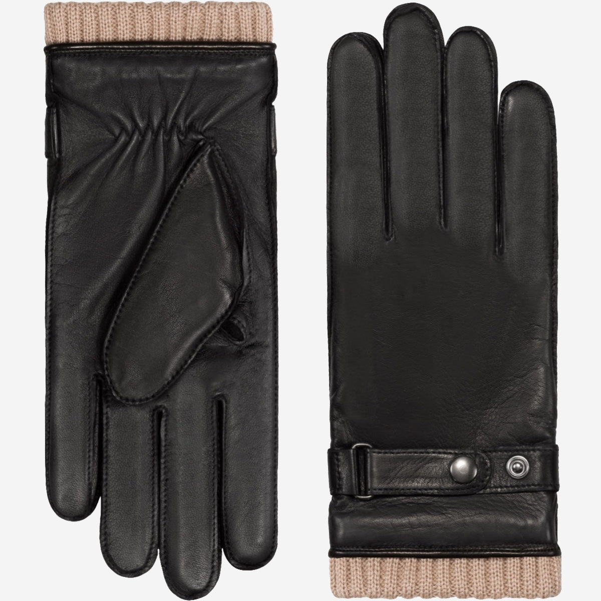 Alonzo (black) - Italian lambskin leather gloves with cashmere lining & touchscreen feature - Che Cose Belle