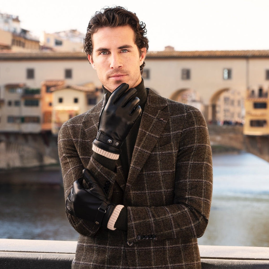 Alonzo (black) - Italian lambskin leather gloves with cashmere lining & touchscreen feature - Che Cose Belle