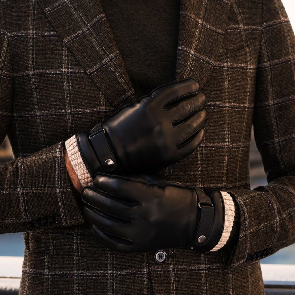 Alonzo (black) - Italian lambskin leather gloves with cashmere lining & touchscreen feature - Che Cose Belle