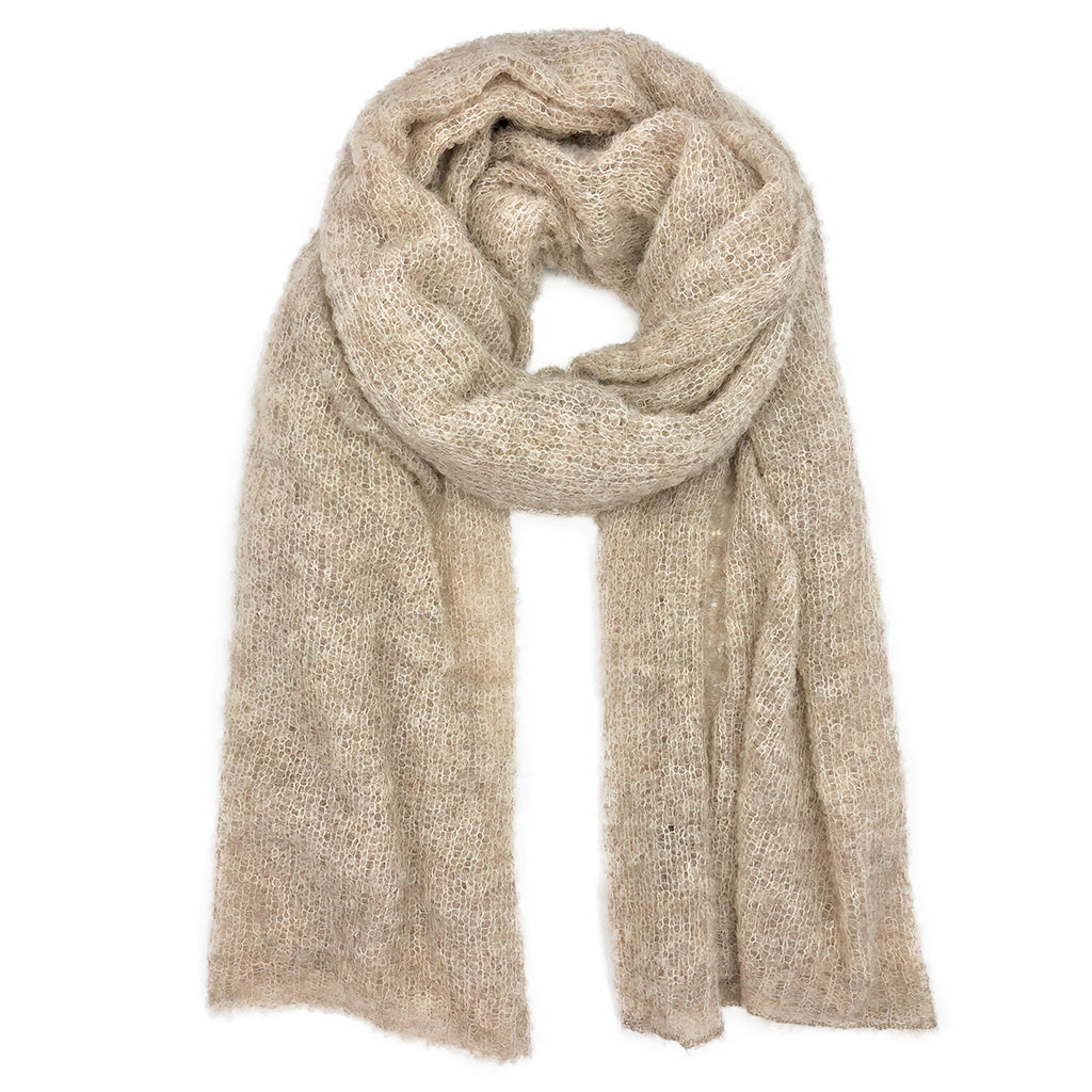 Alpaca Oversized Plush Scarf Almond Lightweight Warm Wrap Eco Soft Winter