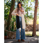 Alpaca Scarf Blush Color Block Lightweight Cozy Ribbed