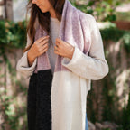 Alpaca Scarf Blush Color Block Lightweight Cozy Ribbed