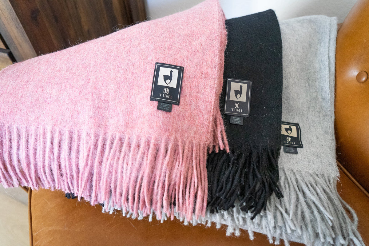 Alpaca Wool Throw Blanket - Solid Colors - Che Cose Belle