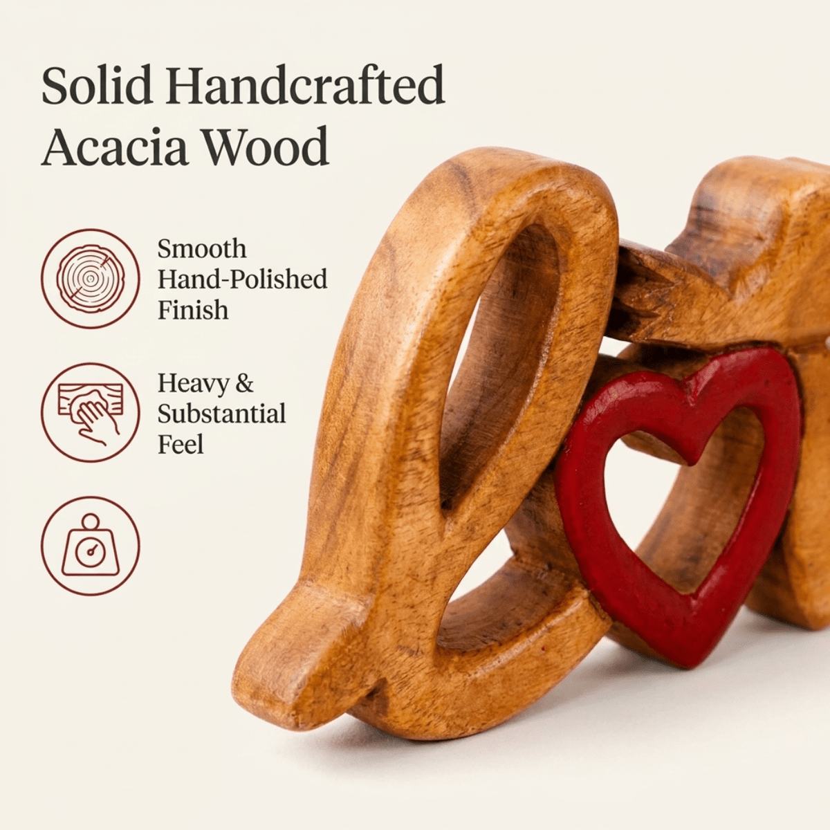 Amber Affection – Hand-Carved Wooden Sculpture, Handmade Decorative Home Art - Che Cose Belle