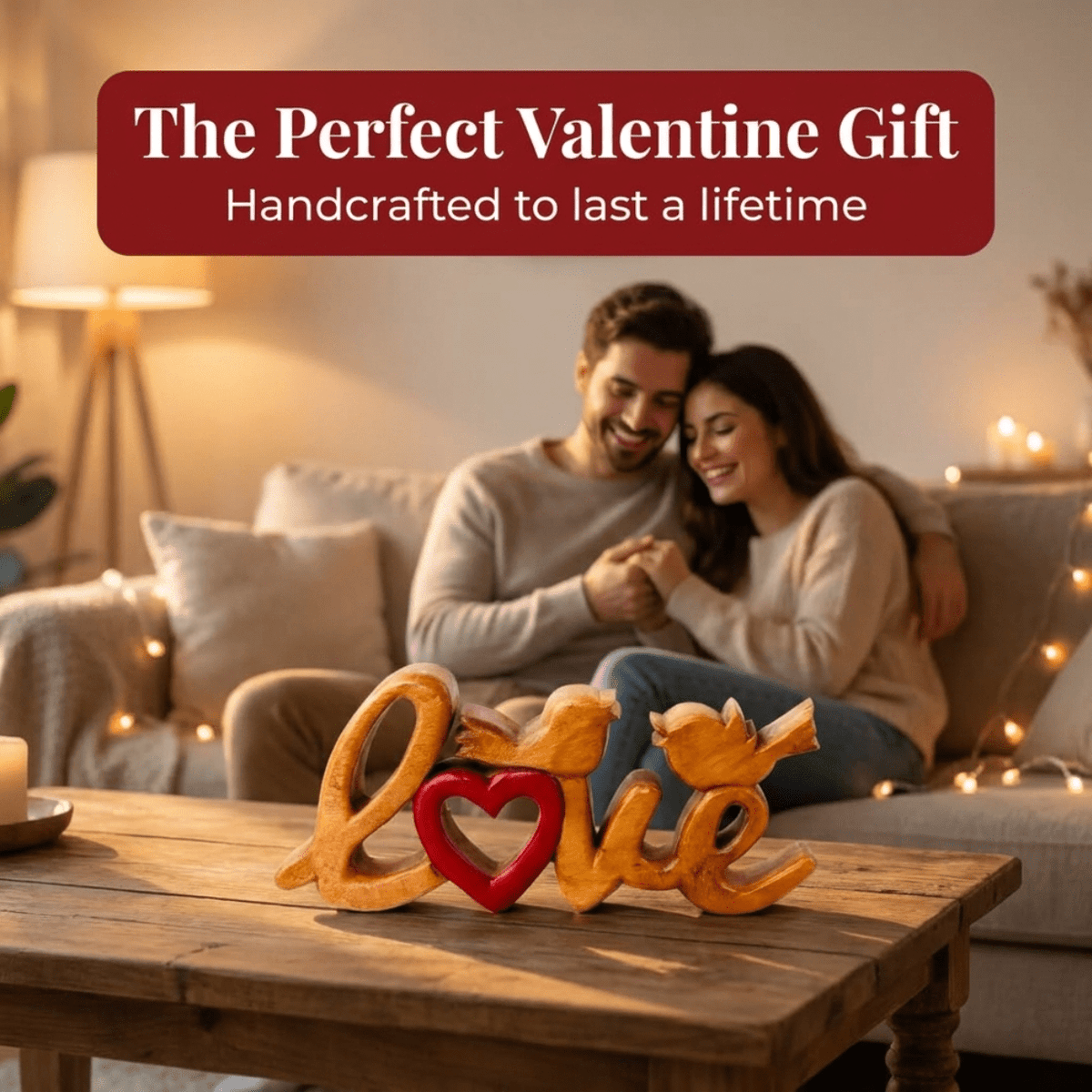 Amber Affection – Hand-Carved Wooden Sculpture, Handmade Decorative Home Art - Che Cose Belle