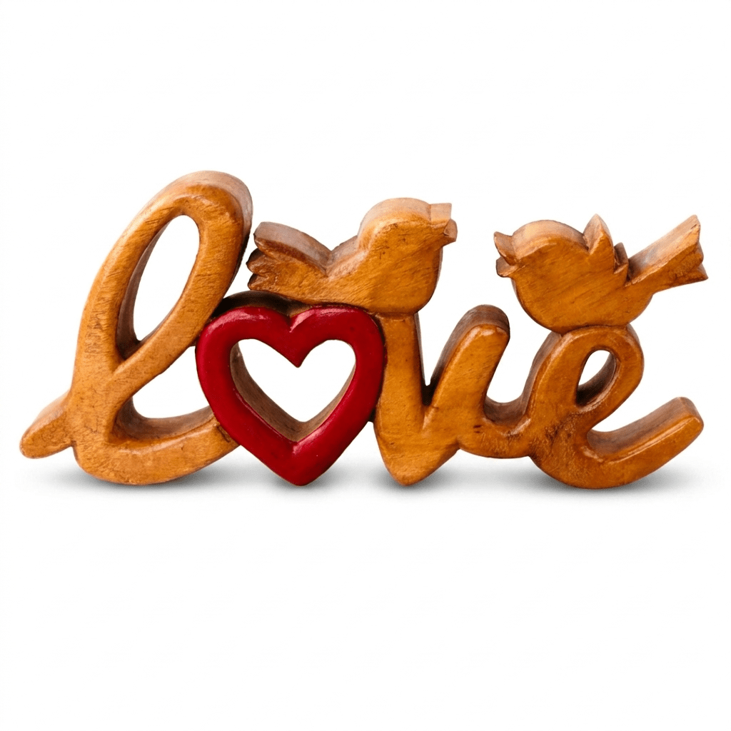 Amber Affection – Hand-Carved Wooden Sculpture, Handmade Decorative Home Art - Che Cose Belle