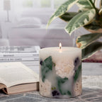 Amber Lavender Botanical Pillar Candle - Che Cose Belle