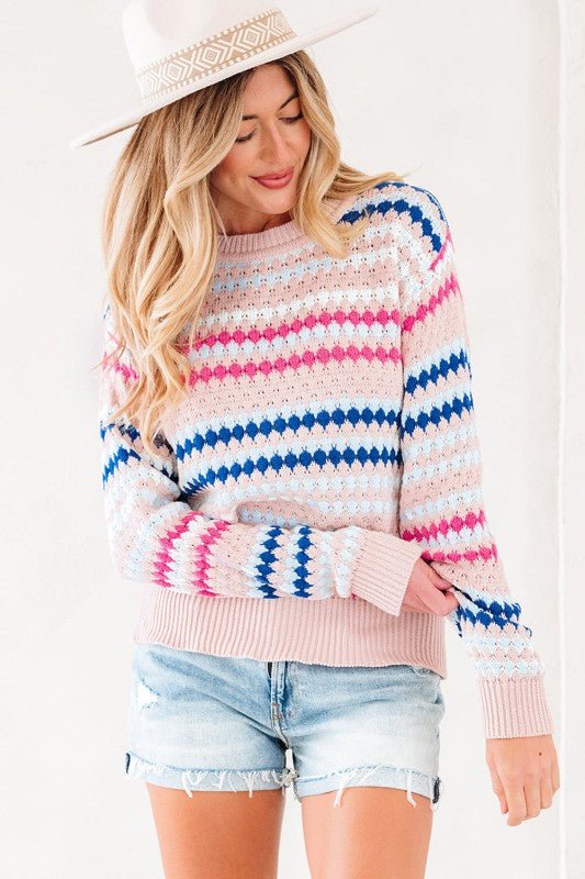 Amelia Patterned Drop Shoulder Sweater - Che Cose Belle
